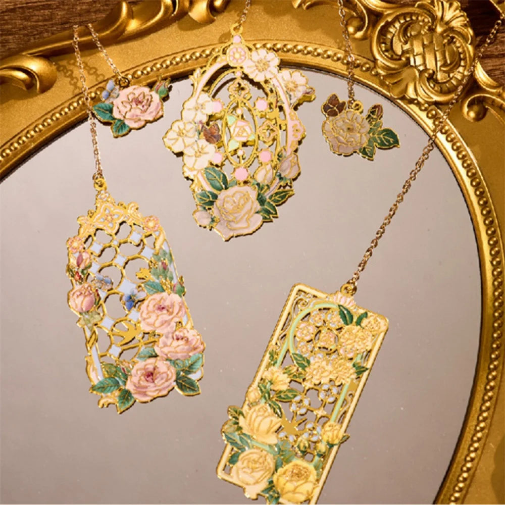 Rose Floral Metal Bookmark